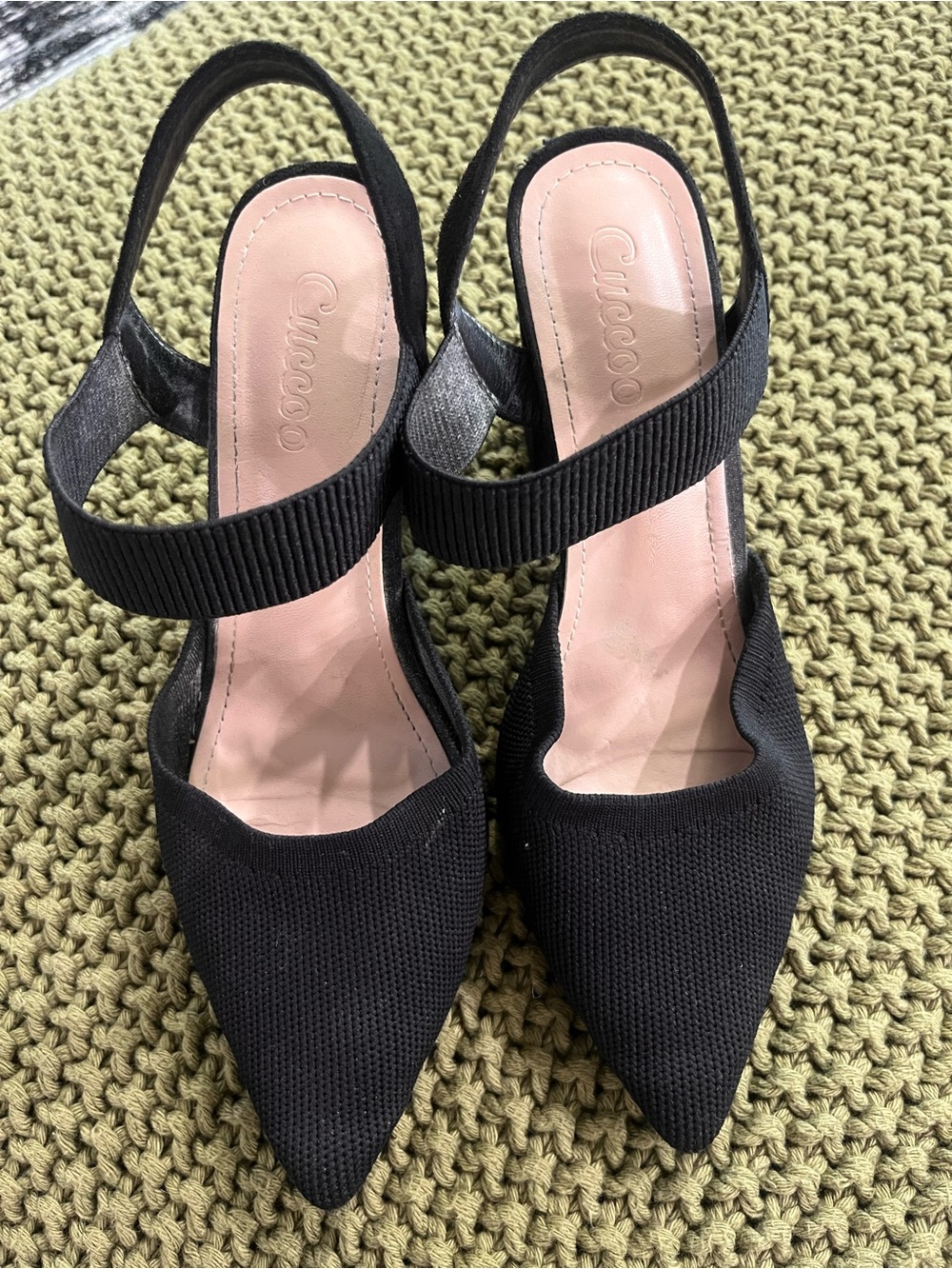 Black Pointed Slingback Heels